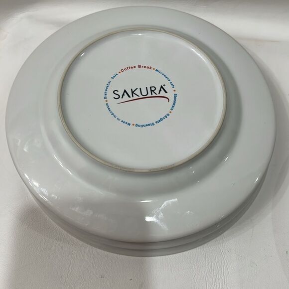Sakura Coffee Break Plates set 4 Paris Cafe New York Caffe Expresso 8 In Round - Picture 9 of 11